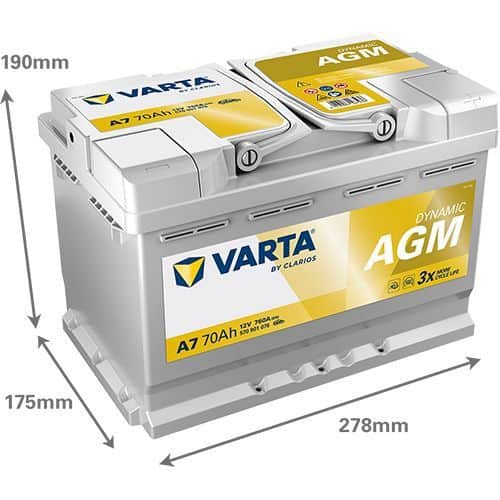 AKUMULATOR VARTA 70AH 760A AGM START STOP