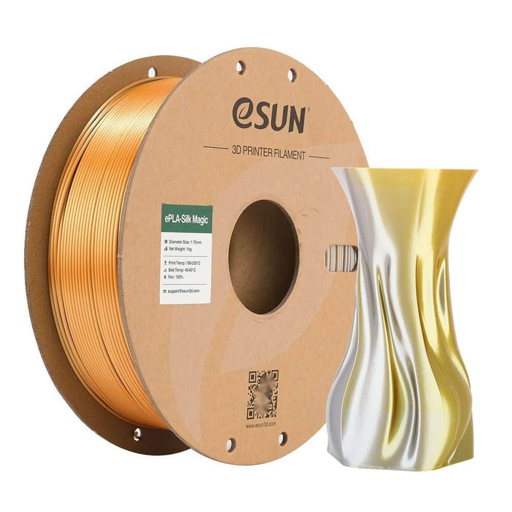 3D ePLA-Silk Magic Filament eSUN 1,75 mm 1 kg Gold Silver
