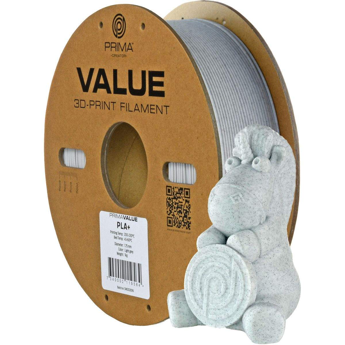 3D PLA+ Printer Filament PrimaValue 1,75mm 1kg Marble