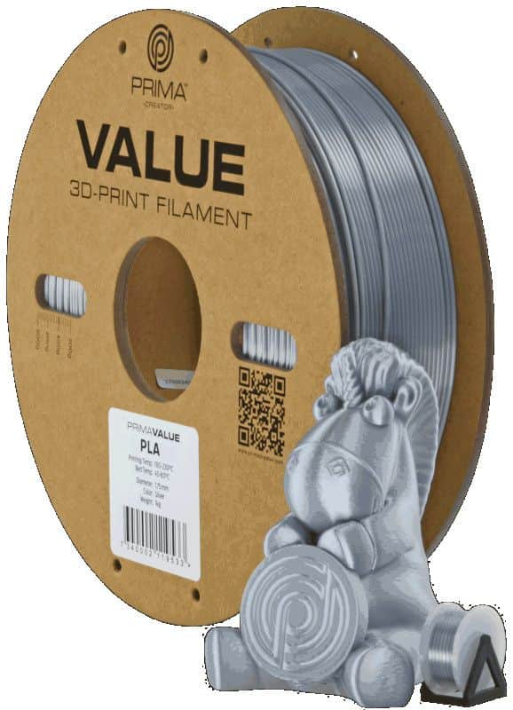 3D PLA+ Printer Filament PrimaValue 1,75mm 1kg Silver