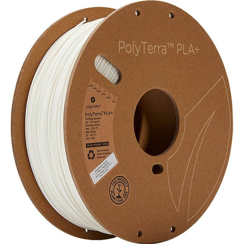 3D PLA+ Filament PolyMaker PolyTerra 1,75mm 1kg White