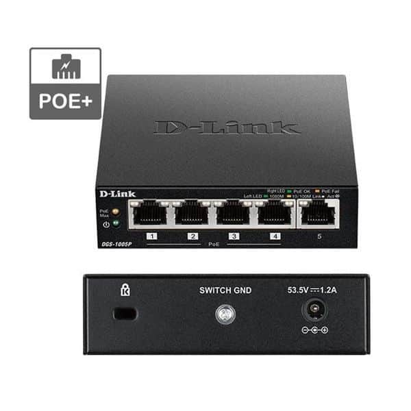 POE+ gigabitni switch D-Link neupravljivi, DGS-1005P/E 60W