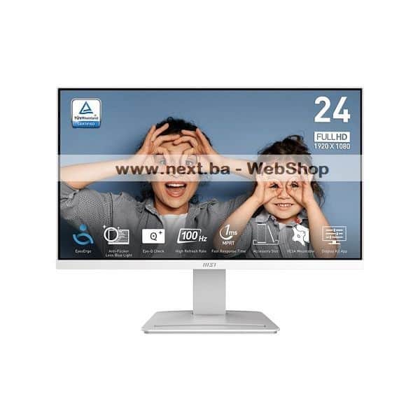 Monitor 24 MSI PRO MP2412W FHD VA 100Hz, Business bijeli