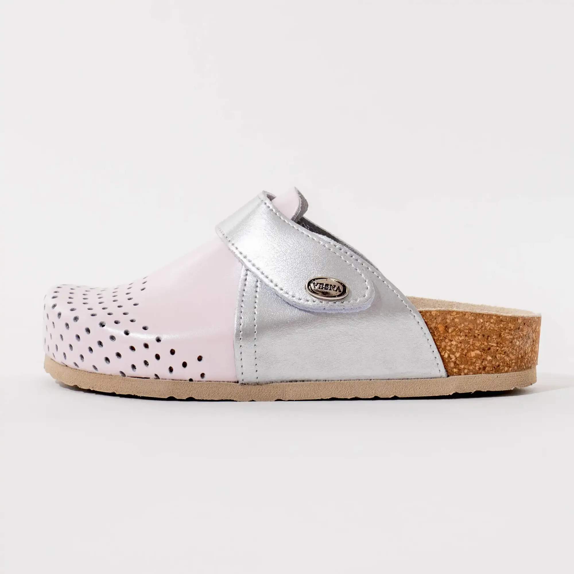 Komfort klompe od plute – Pink srebro
