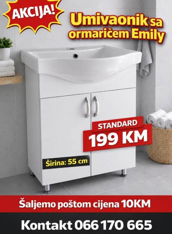 Umivaonik sa Ormaricem 55cm kupatilski ormaric lavabo Emily