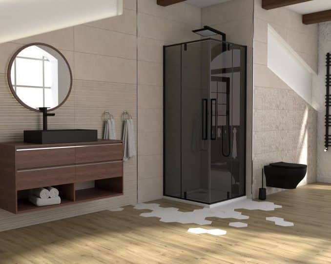 Tuš kabina kvadratna 90x90x200 6mm ABSOLUT BLACK I