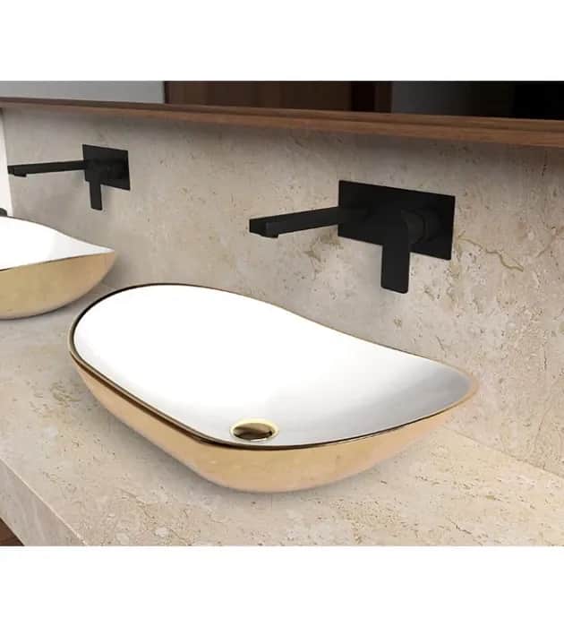 Umivaonik Lavabo COPEN nadgradni 615x360x155mm zlatno bijeli