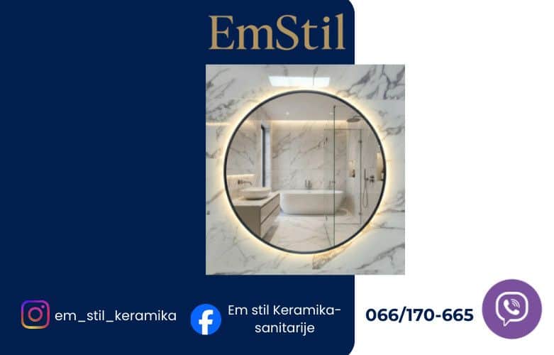 Ogledalo LED 60 KRKA crno Safir HE