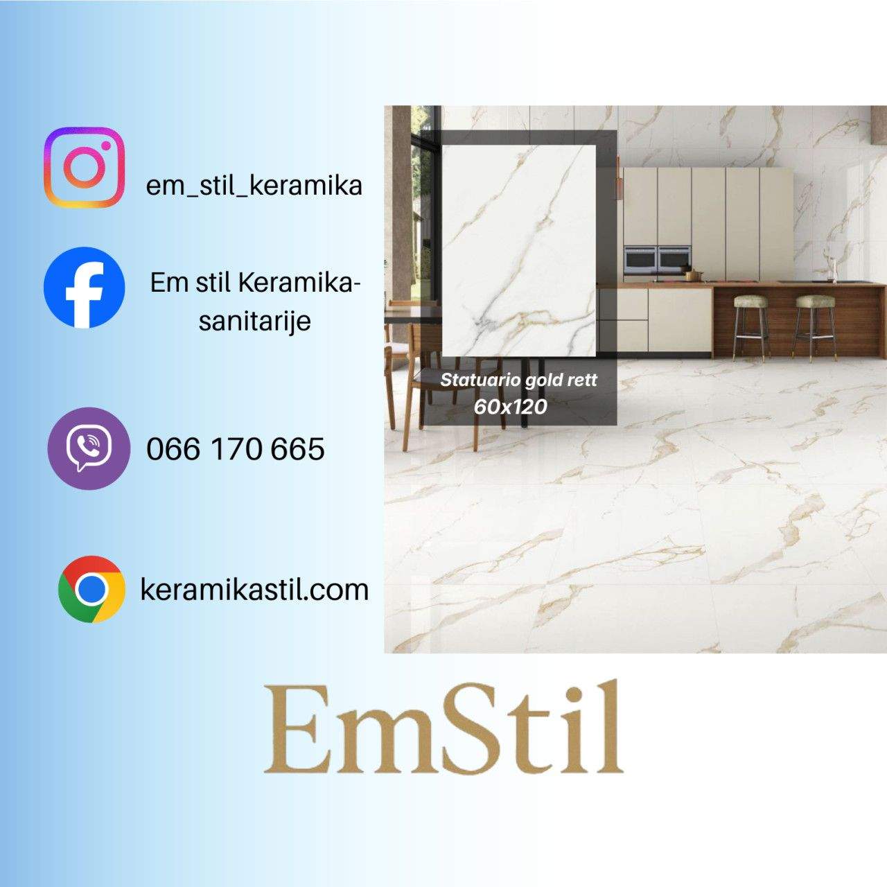 Keramičke pločice 60x120 Statuario gold rett  1176