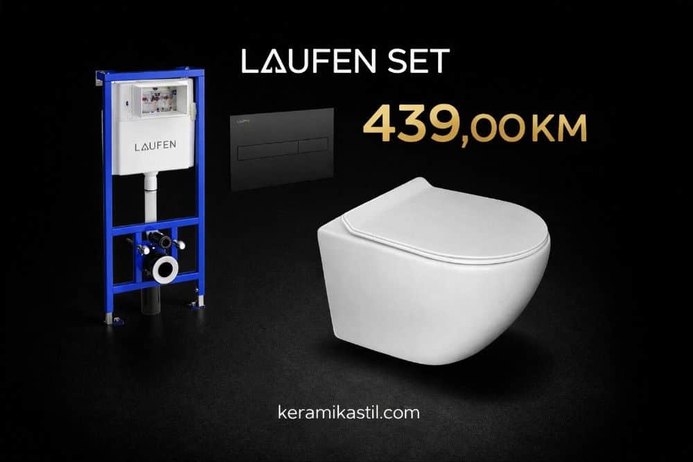 Vodokotlic ugradni LAUFEN mat crni set sa wc šoljom i wc daskom I