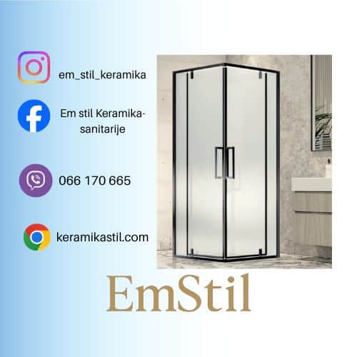 Tuš kabina 90x90x195 Ella crna 8mm staklo  HE