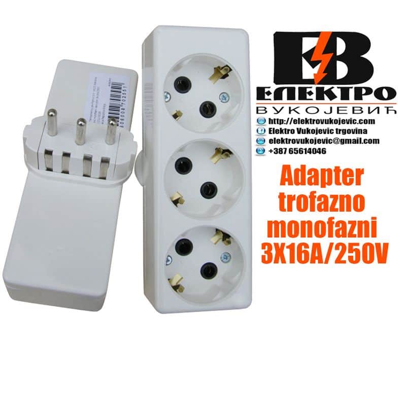 Adapter trofazno monofazni  3X16A/250V