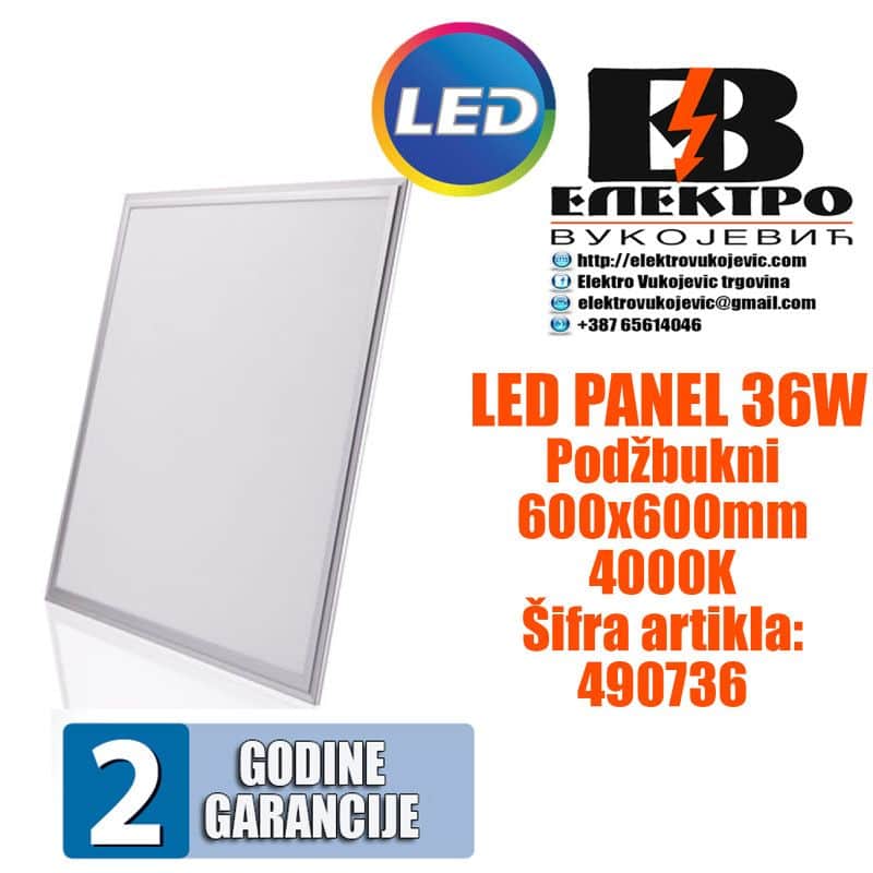 LED PANEL LED PANELI 36W Podžbukni 600X600mm 6500K