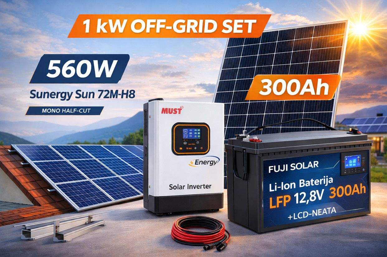 Solarni Off-Grid Sustav 1kW / 560W - Fuji 300Ah Autonomija