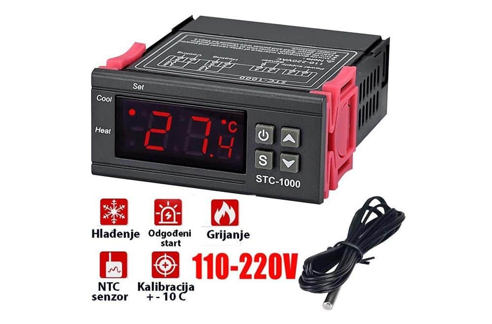 Termostat za sušaru inkubator STC 1000 grijanje hlađenje + sonda 1m + uputstvo