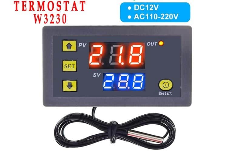 Termostat sa sondom W3230 inkubator pilići 12V