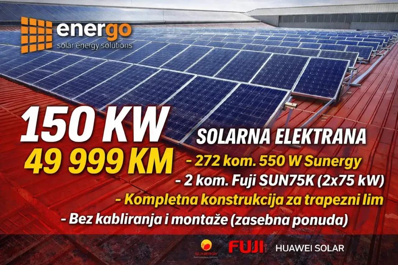 150kW Solarna elektrana Komplet Solarni Paneli Akumulatori