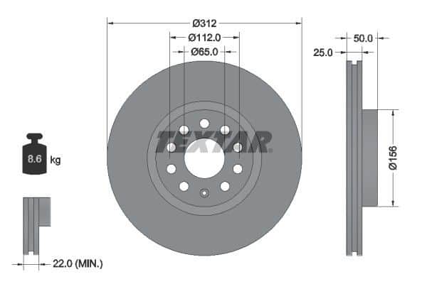 Disk prednji Texstar - Tiguan - 92120505