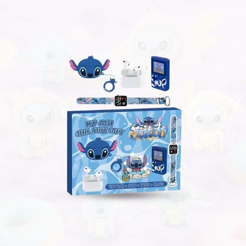 Stitch poklon paket 4U1 KT-A01 SAT+SUP+TWS+FUTROLA plavi