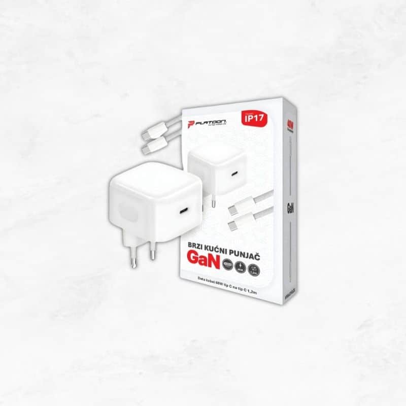 HOME CHARGER PL-17 40W GAN USB-C TO USB-C 1,2M