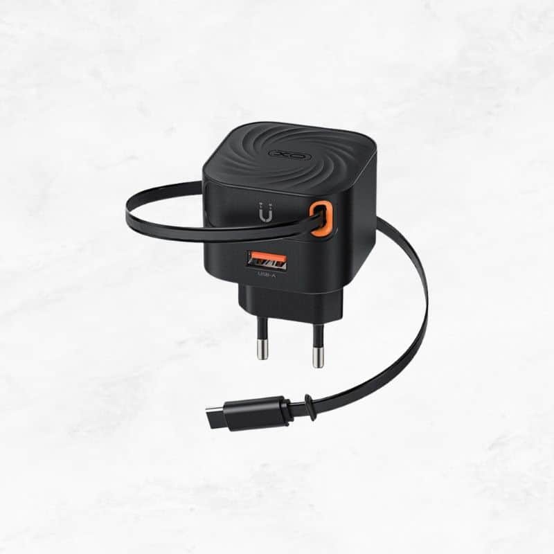 L165 EU 20W punjac sa uvlacnim kablom 1 USB A i 1 TYPE C kabl XO