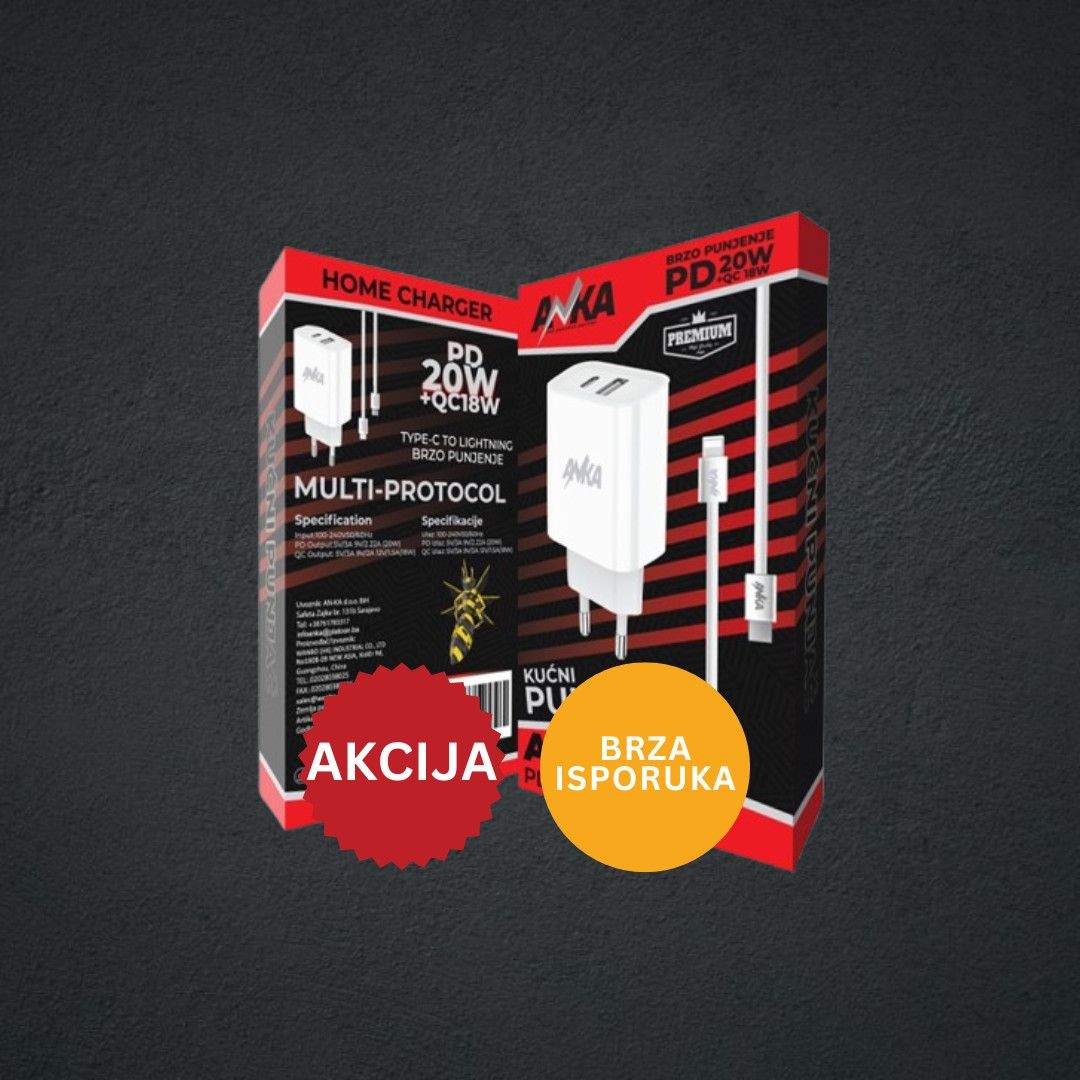 AKCIJA PUNJAC KUCNI AN-S143 PD+QC 20W TYPE-C TO LIGHTNING 2 PORT