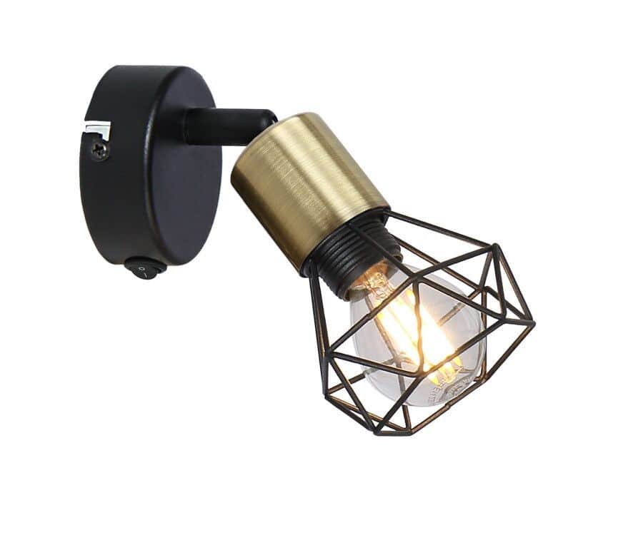 Zidna lampa zlatno-crno e14