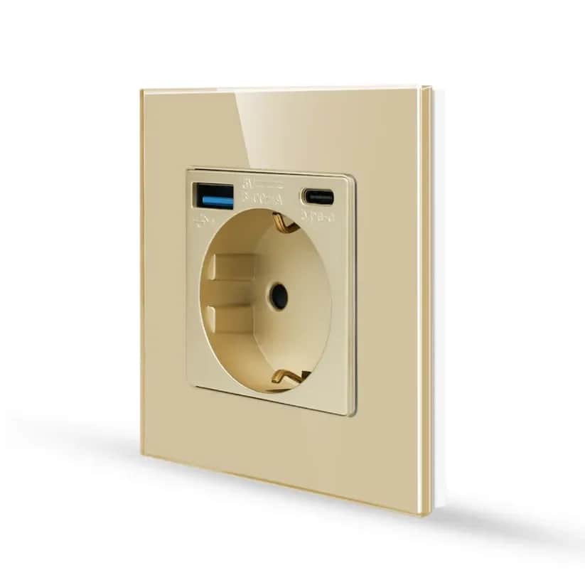 TECH WAVE utičnica sa USB/C priključkom i stakleni okvir- zl...