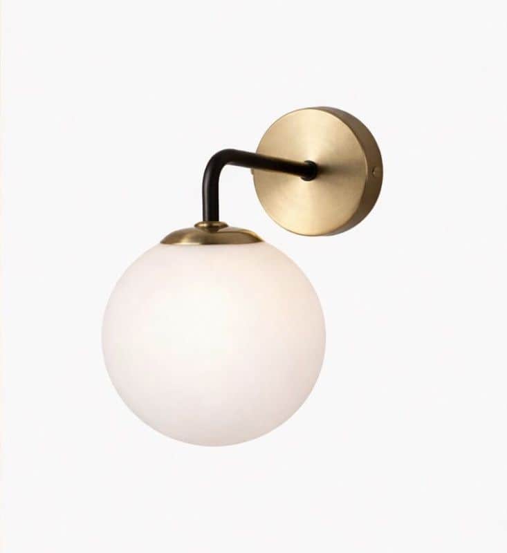 Zidna lampa sa bijelom kuglom 1xE14- zlatna/crna