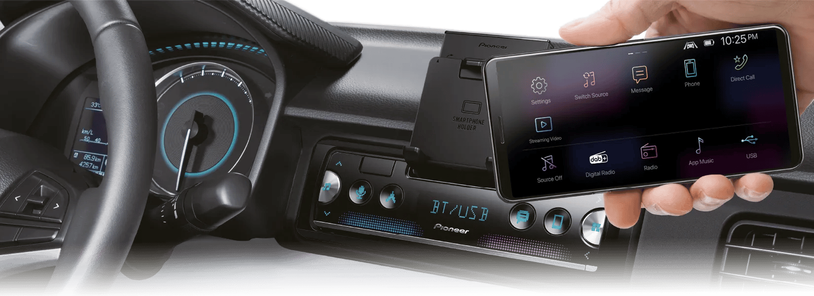 1-DIN prijemnik s Bluetooth®-om i USB-om. Povezuje se s iPhone i Android SPH-10BT-DELU