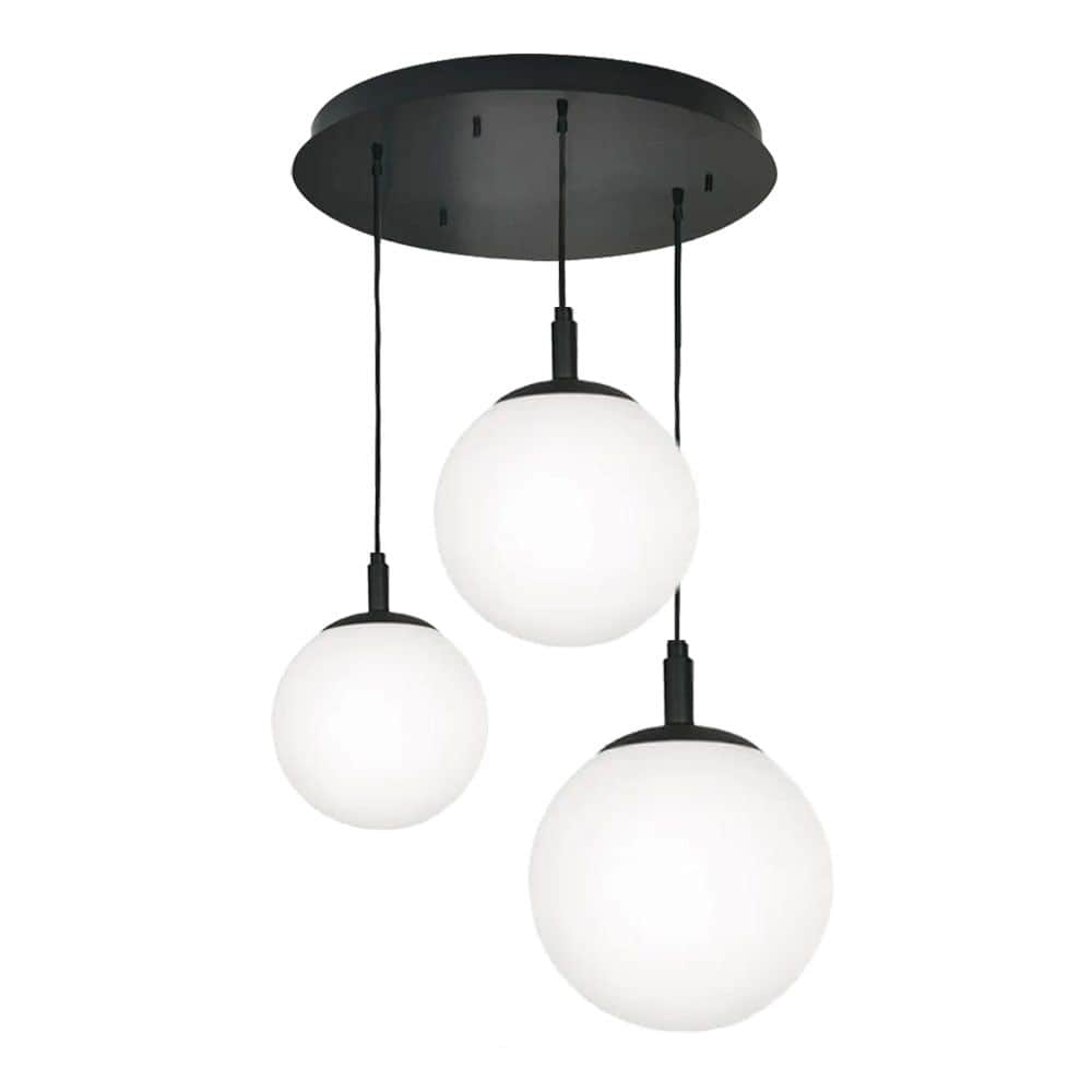 Luster crni sa bijelim kuglama 3xE27