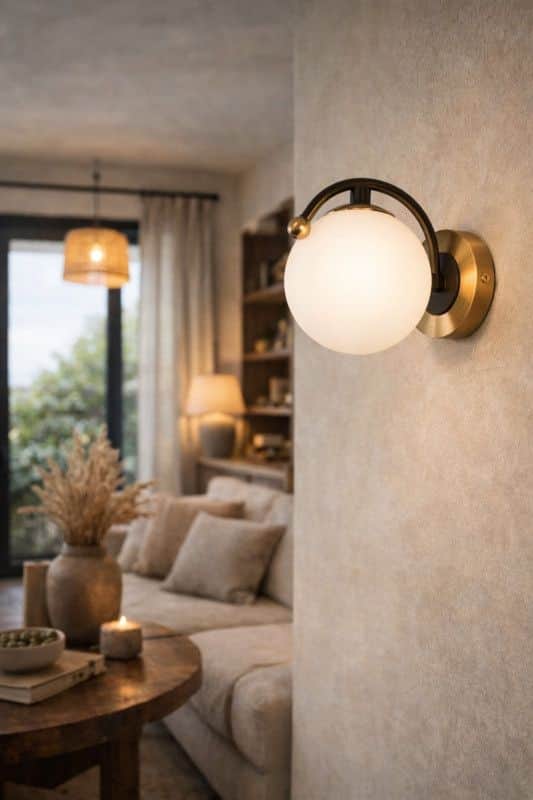 Zidna lampa sa kuglom 1xE14- zlatna
