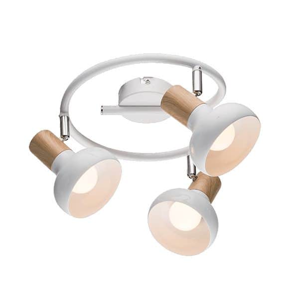 Luster 3x E14 bijeli i drvo