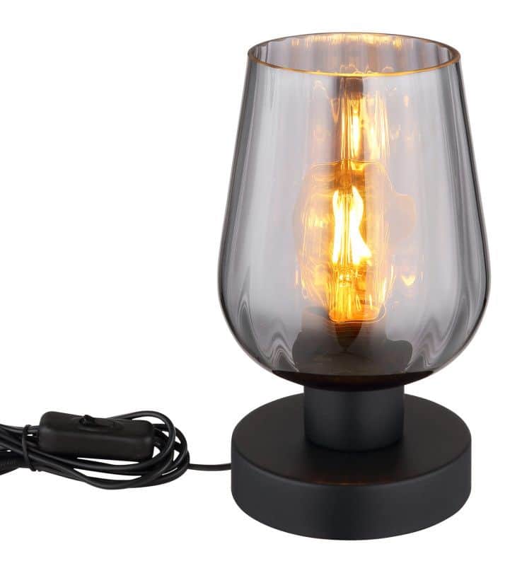 Stolna lampa 1xE27- crna/staklo