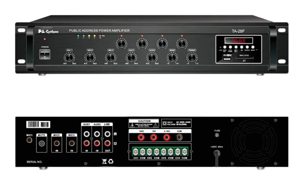PA-SYSTEMS TA-28F 4-zonsko 280W pojačalo sa playerom