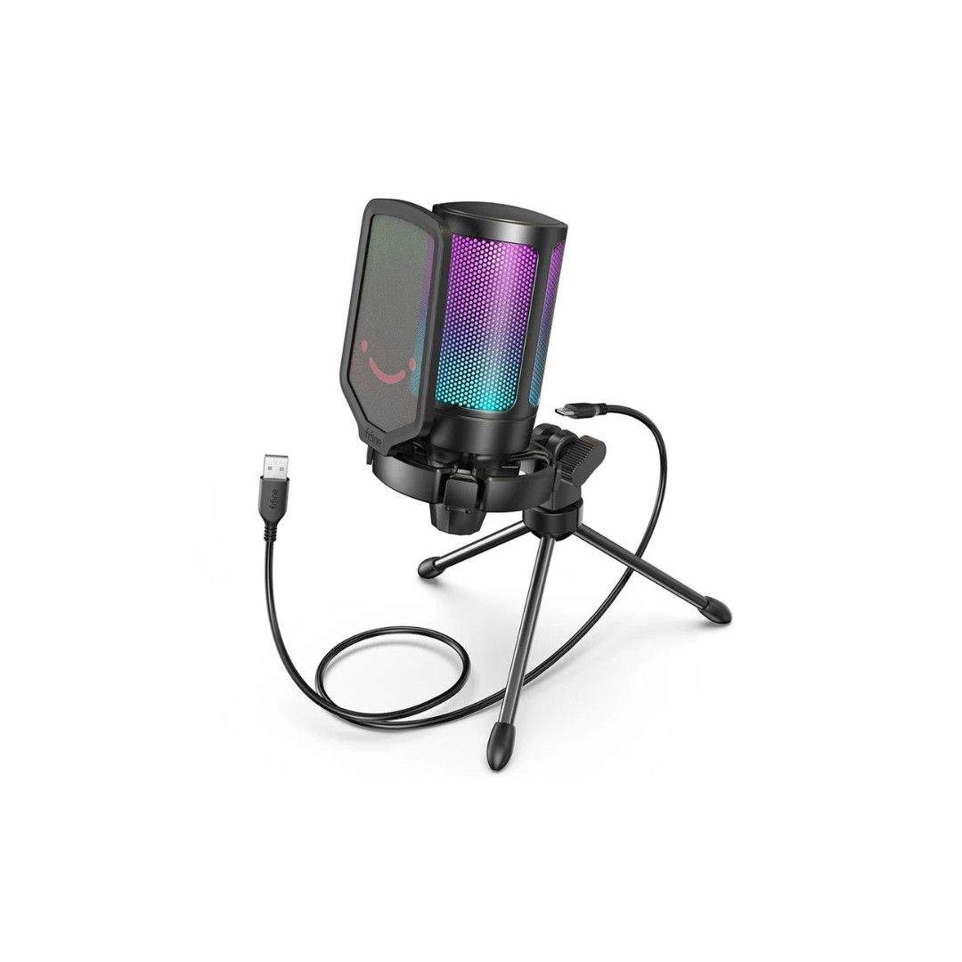 FIFNE RGB gaming mikrofon sa tripodom A6V