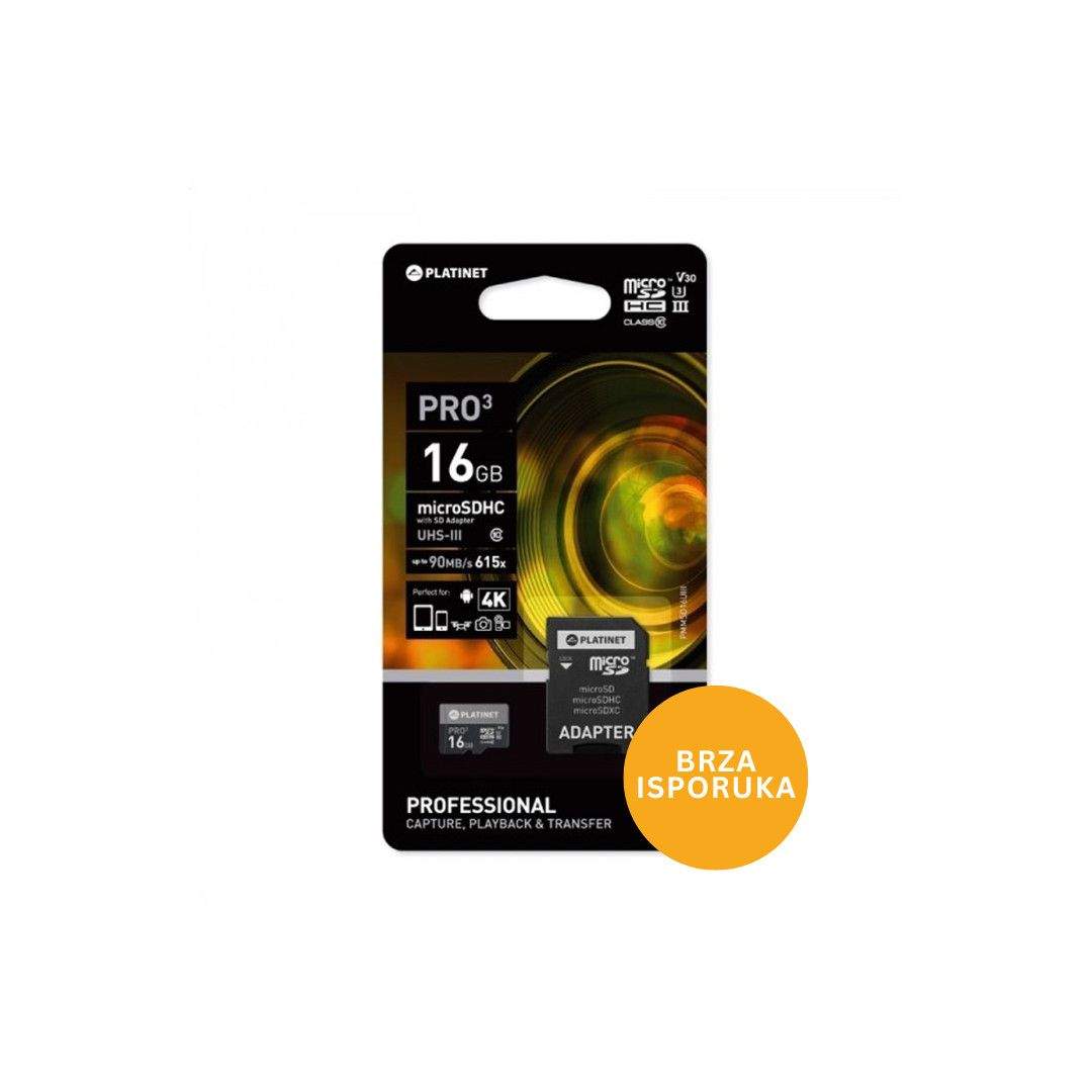 PLATINET microSDHC SECURE DIGITAL + ADAPTER SD 16GB