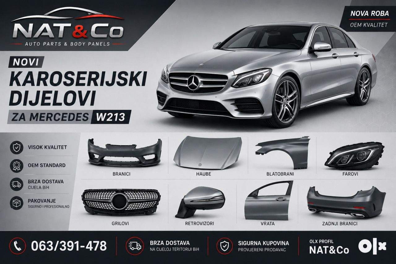 MERCEDES E (W213) -Karoserijski dijelovi (Branik, Hauba, Far, Bl)