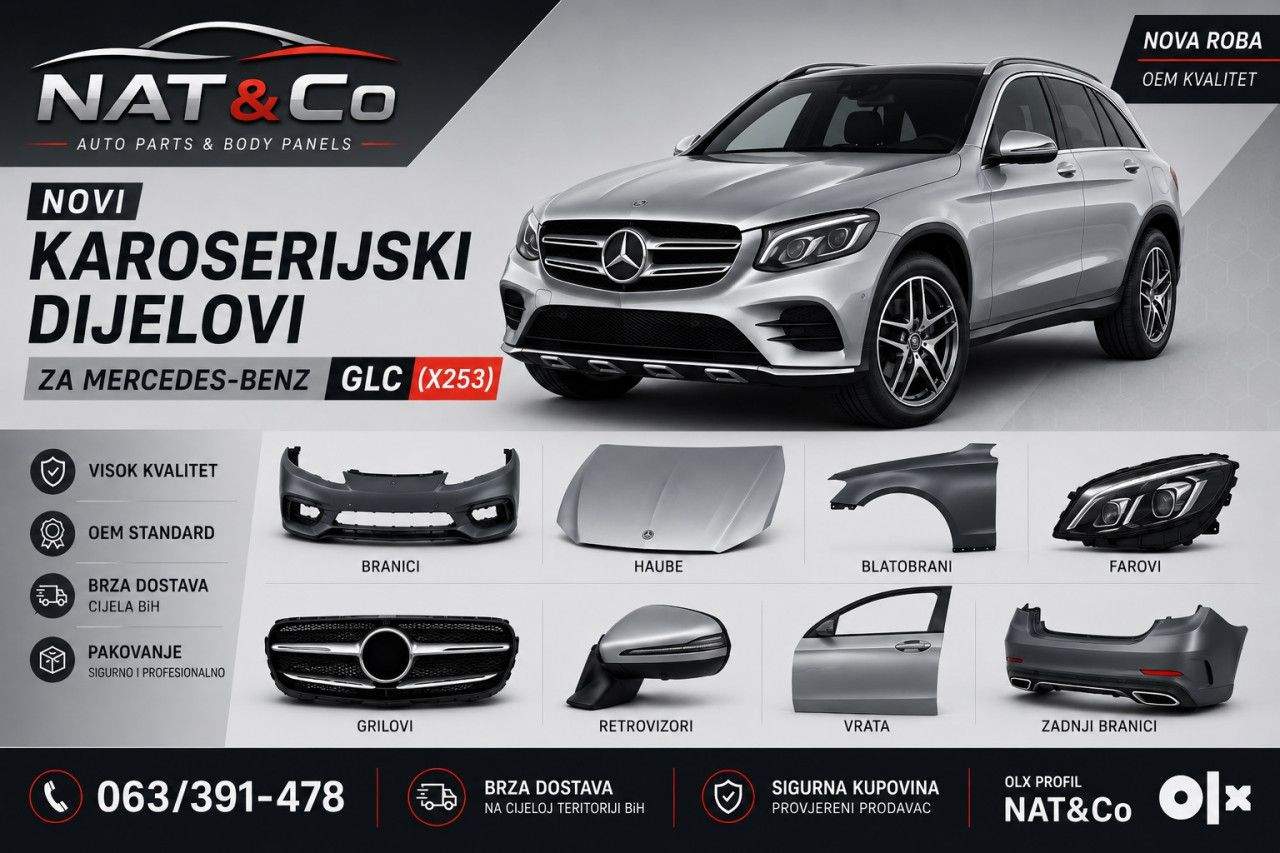 Mercedes GLC (X253) -Karoserijski dijelovi (Branik, Hauba, Far)