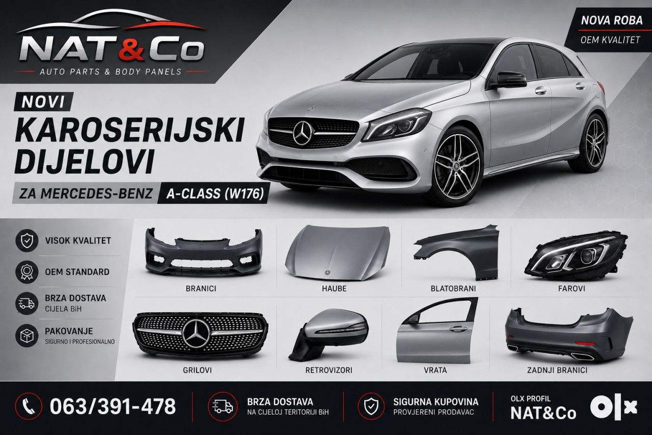 MERCEDES A (W176) -Karoserijski dijelovi (Branik, Hauba, Far, Bl)