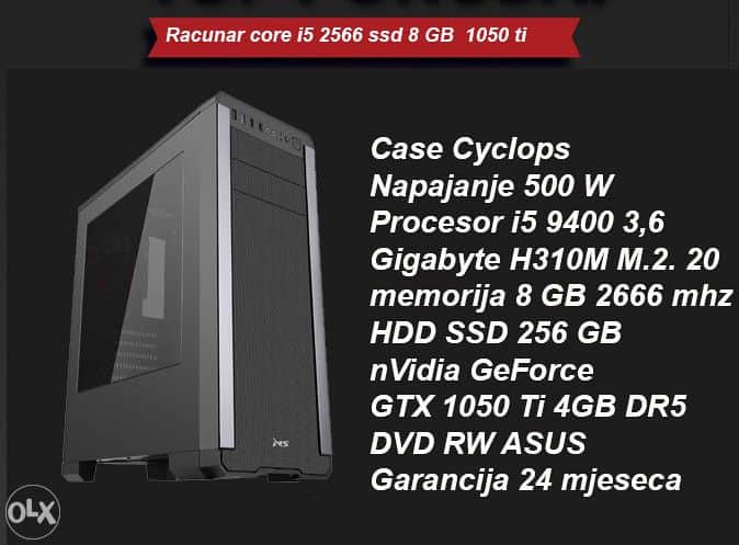 Racunar core i5 256 ssd 8 GB  1050 ti