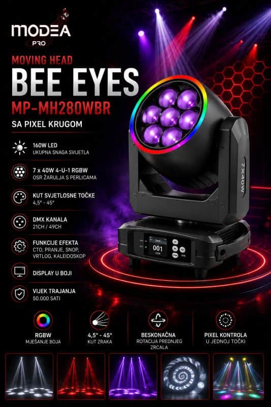 Moving Head BEE EYES sa Pixel krugom MP-MH280WBR Modea Pro