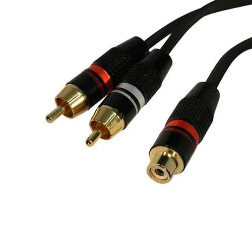 Kabel interkonekcijski 2x RCA M - 1x RCA F, 30cm RCA099