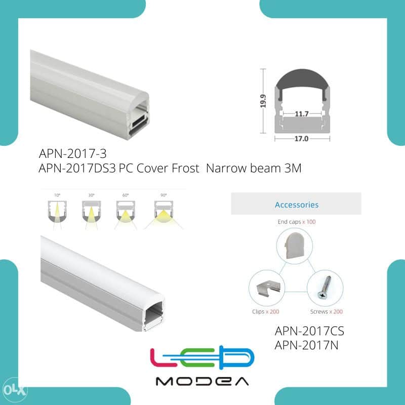 APN-2017-3 Alu profil nadgradni 20*17mm ,  3m/kom