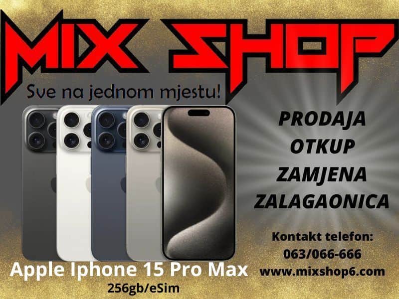 Apple Iphone 15 Pro Max 256GB *Novo*Garancija*Zamjena*4 Boje eSim