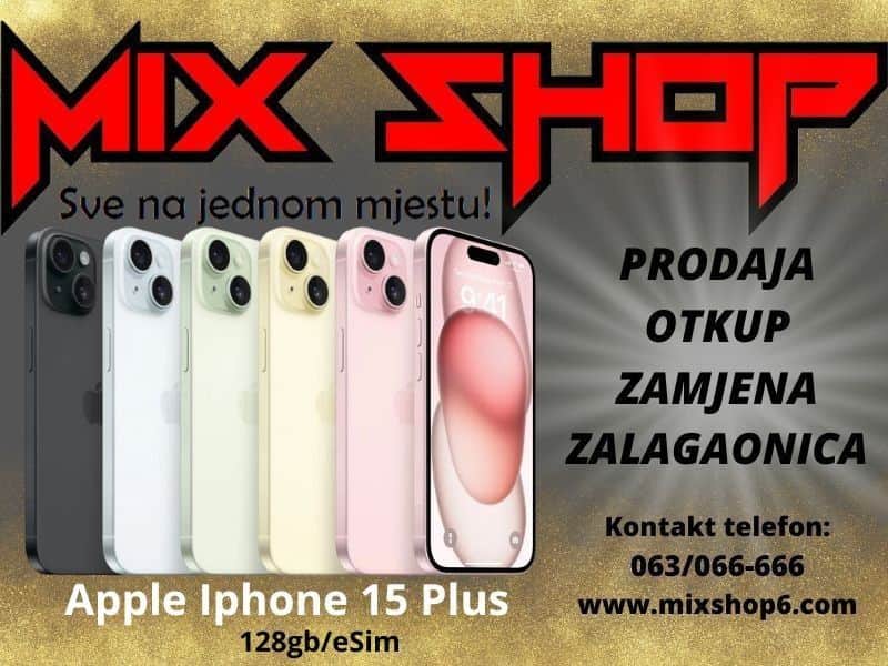 APPLE IPHONE 15 PLUS 128GB *Novo*Garancija*Zamjena*5 Boja eSim