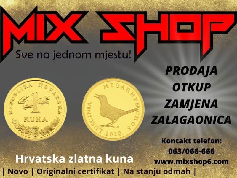Gold Zlatna Hrvatska kuna 1kn 1 kn HR zlatnik zlato 999,9 24k 24