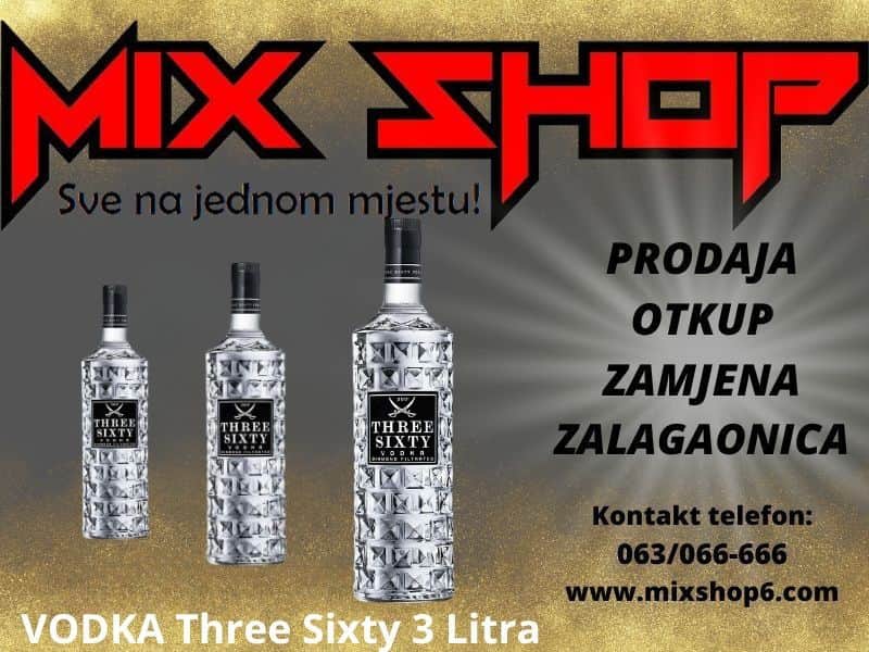 VODKA Three Sixty 3 Litra 3L Votka VELIKA BOCA