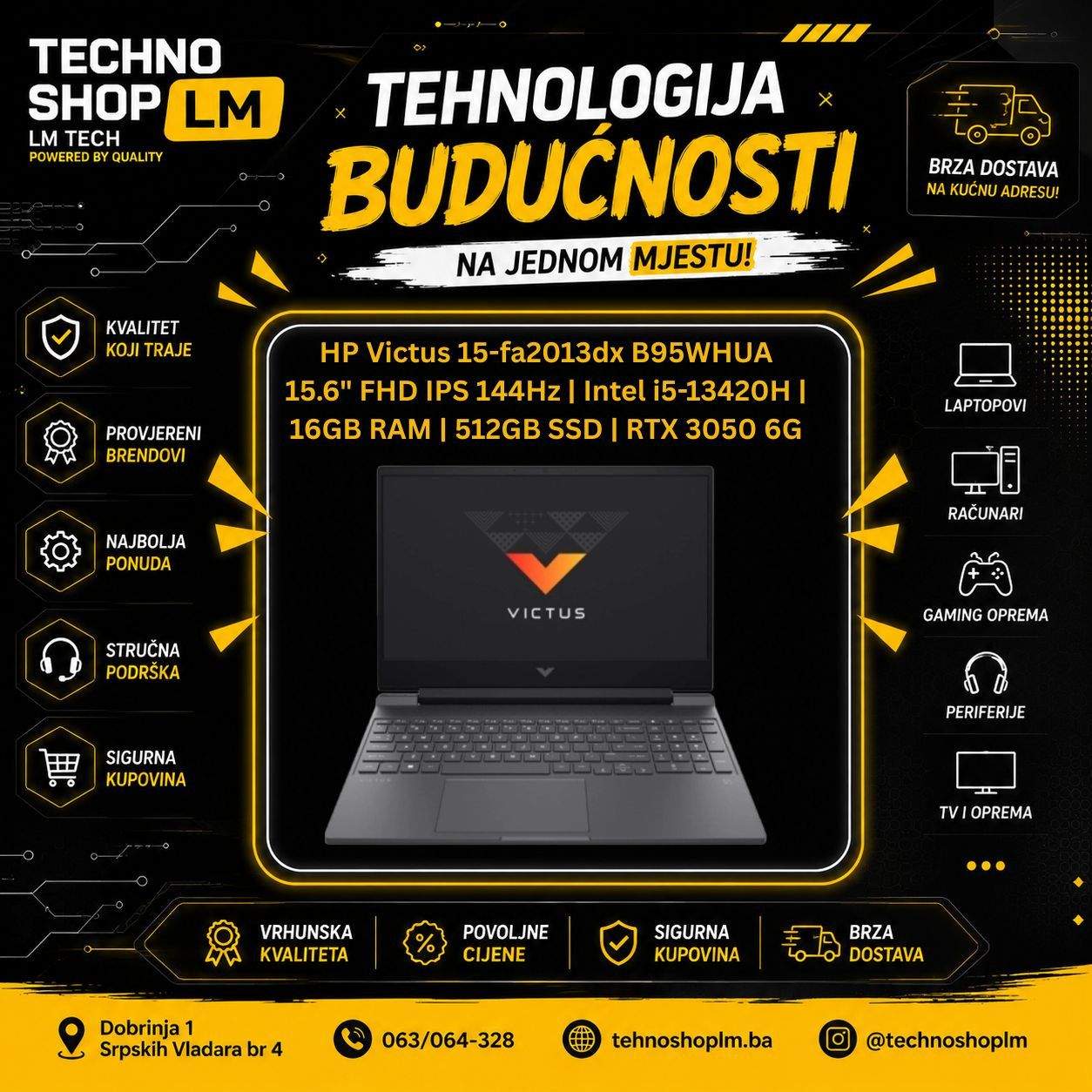 HP Victus 15-fa2013dx i5-13420H / 16GB / 512GB / RTX 3050 6GB