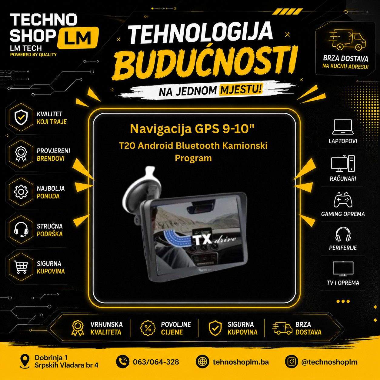 Navigacija GPS 9-10" T20 Android Bluetooth Kamionski Program